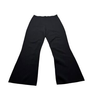 THEORY Thick Knit Pants Black Pintuck Kick Flare Women's Size 8 Pull On Career